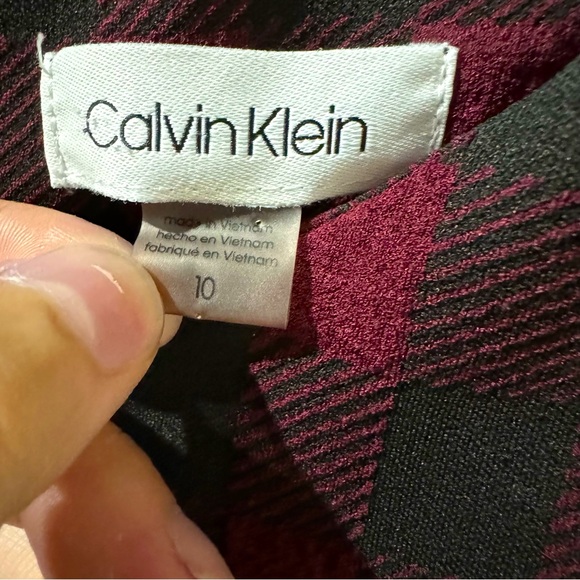 🎉Calvin Klein Checkered Sheath Dress with Puff Sleeves & Round Neckline Sz 10 - Picture 8 of 12